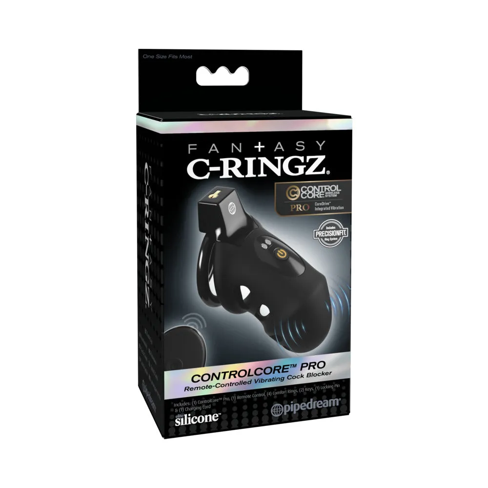 Fantasy C-Ringz ControlCore Pro Remote Vibrating Cock Blocker Black