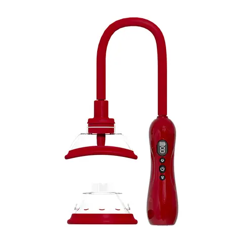 PUMPED Automatic Rechargeable Vulva & Breast Pump with Tongue Stimulator in Red
