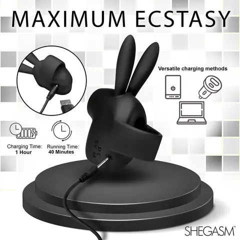 Shegasm Sucky Bunny Clit Stimulator in Black