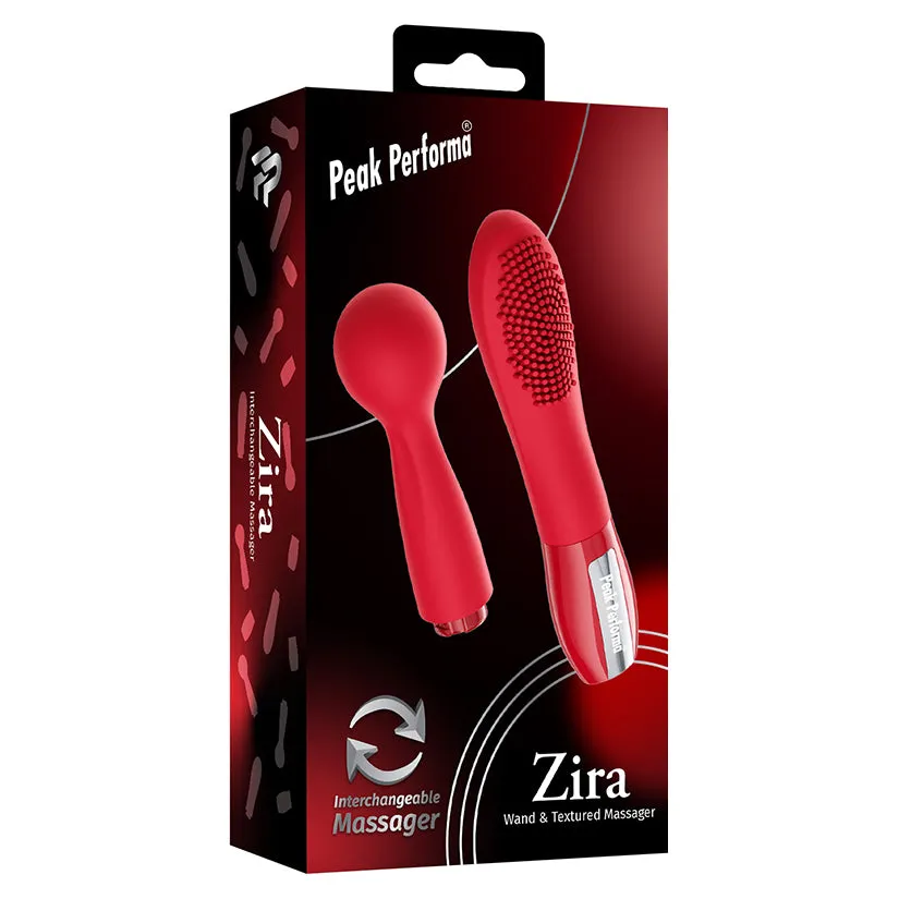 Peak Performa Zira Wand & Textured Interchangeable Massager in Red