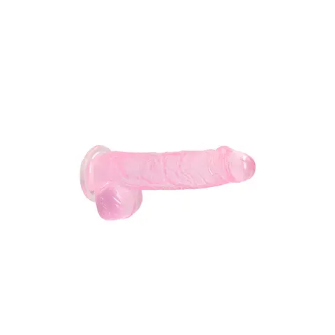 RealRock Crystal Clear Realistic 6 in. Dildo With Balls and Suction Cup in Pink