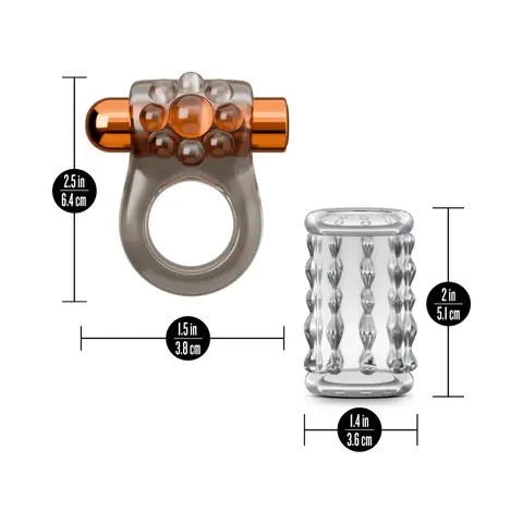 Stay Hard Vibrating Cock Ring Set with Sleeve 1