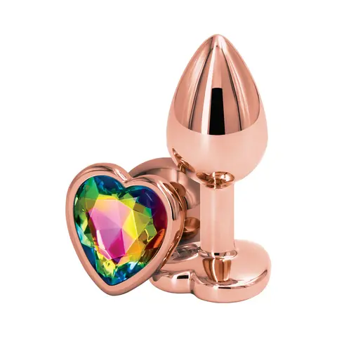 Rear Assets Rose Gold Heart Plug Small in Rainbow