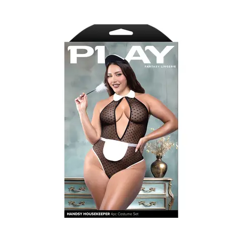 Fantasy Lingerie Play Handsy Housekeeper 4-Piece Maid Costume Set 3XL/4XL