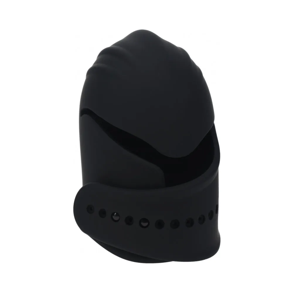 LEVELZ Adjustable Vibrating Silicone Penis Head Stimulator in Black