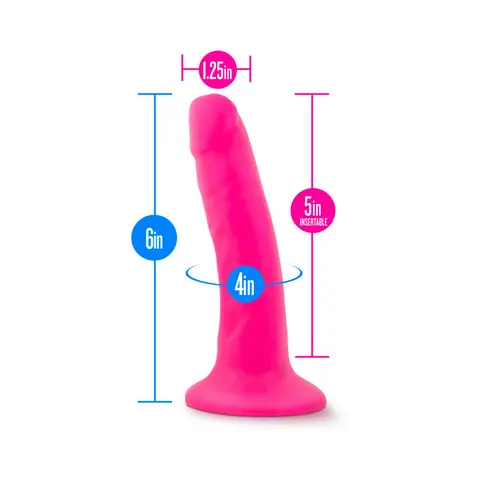 Neo 6 in. Dual Density Dildo Neon in Pink