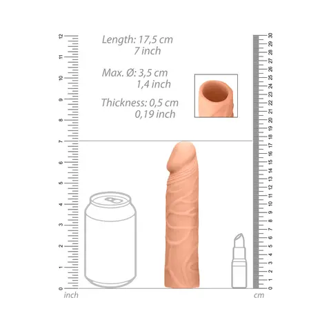 RealRock Realistic Veiny 7 in. Penis Sleeve Extender in Beige