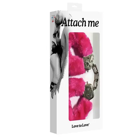 Love To Love Attach Me Faux Fur Handcuffs in Pink