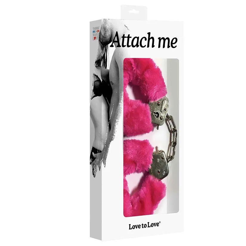 Love To Love Attach Me Faux Fur Handcuffs in Pink
