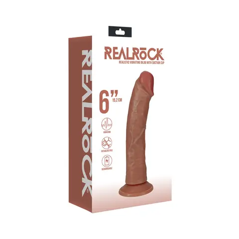 RealRock 6 in. Vibrating Cock Regular Curved in Tan