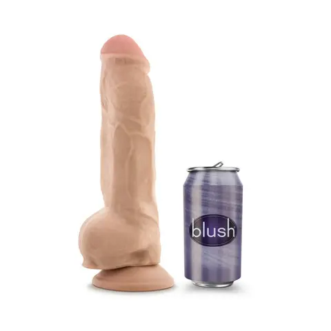 Au Naturel Big Boy 10 in. Posable Dual Density Dildo with Balls in Beige