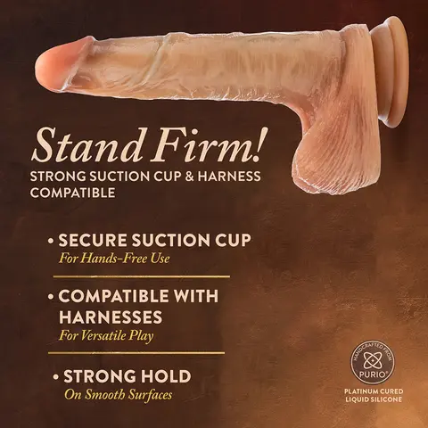 Renaissance DaVinci Sliding Foreskin Dildo with Squeezable Balls 8 in. Tan