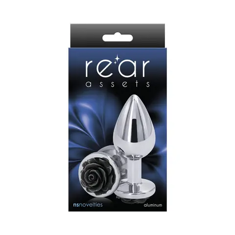 Rear Assets Rose Anal Plug Medium in Black