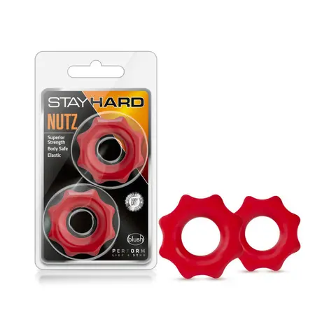 Stay Hard Nutz Cockring 2-Pack in Red