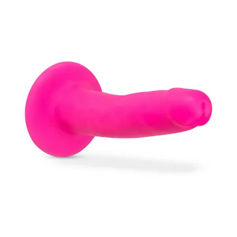 Neo Elite 6 in. Silicone Dual Density Dildo Neon in Pink