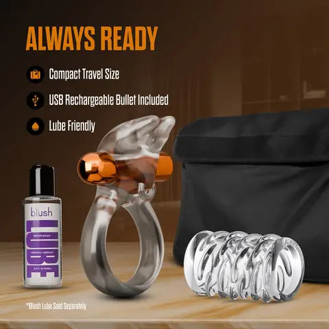 Stay Hard Vibrating Cock Ring Set with Sleeve 4