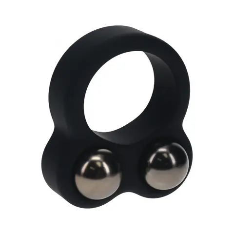 LEVELZ Liquid Silicone Double Weighted Ball Cock Ring in Black