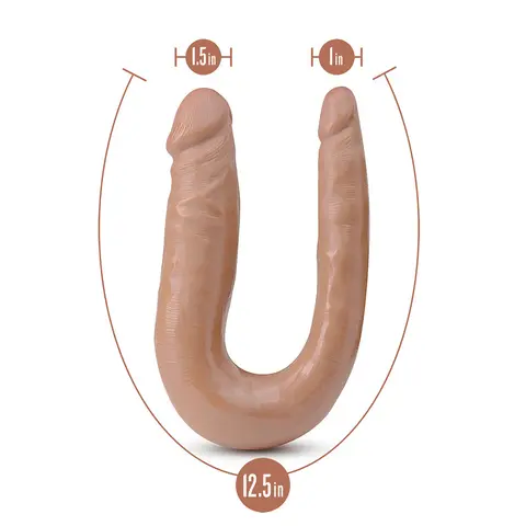 Dr. Skin Mini Double Dong Realistic 12 in. Dual-Ended Dildo in Tan