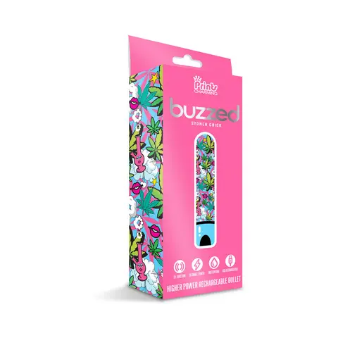 Prints Charming Buzzed Rechargeable 3.5" Bullet - Stoner Chick - Blue