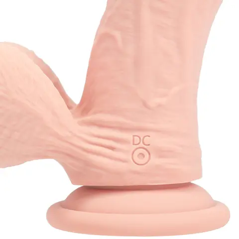 Realrock Realistic Dual Density Vibrating Silicone Dildo with Weighted Balls 6 in. in Beige
