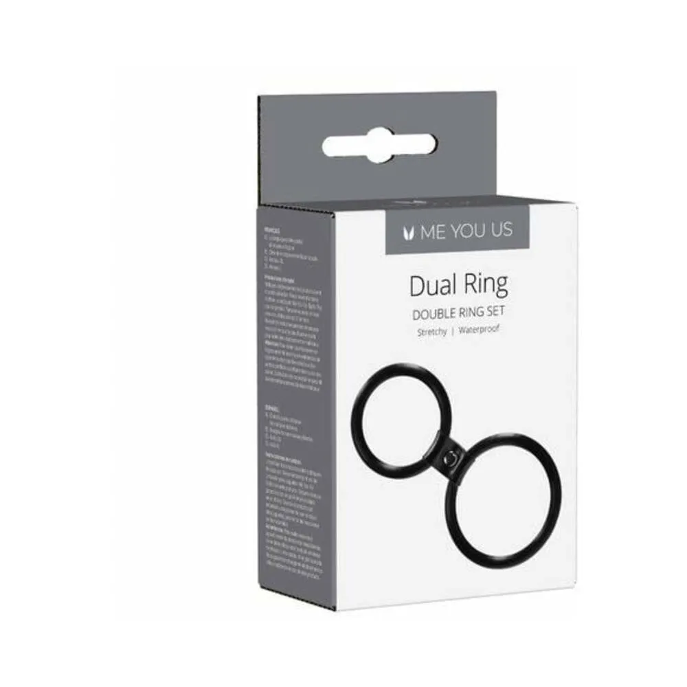 Me You Us Dual Ring Double Cockring Set Black