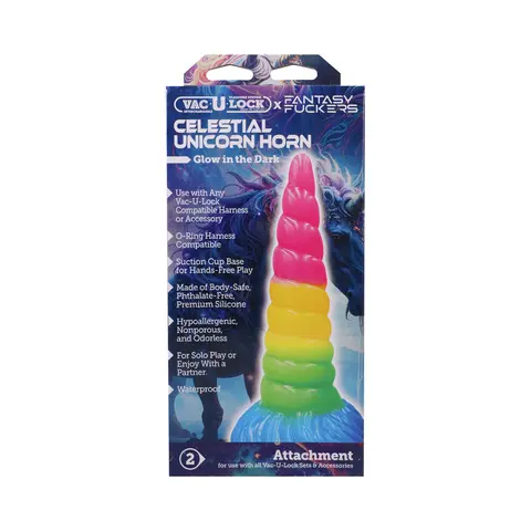 Vac-U-Lock x Fantasy Fuckers Glow-in-the-Dark Celestial Unicorn Horn Multi-Color
