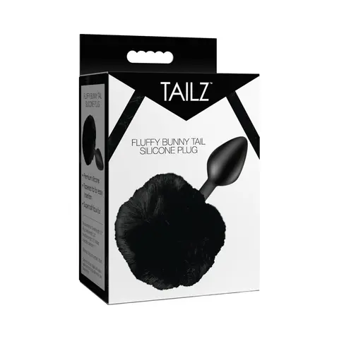Tailz Fluffy Bunny Tail Silicone Plug in Black