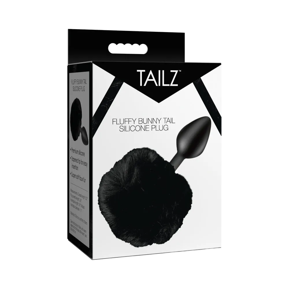 Tailz Fluffy Bunny Tail Silicone Plug in Black