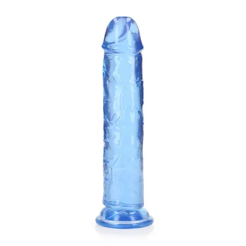 RealRock Crystal Clear Straight 8 in. Dildo Without Balls in Blue