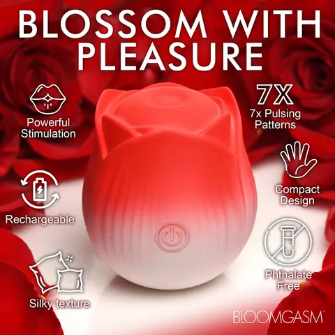 Bloomgasm Pulsing Petals Throbbing Rose Stimulator in Red