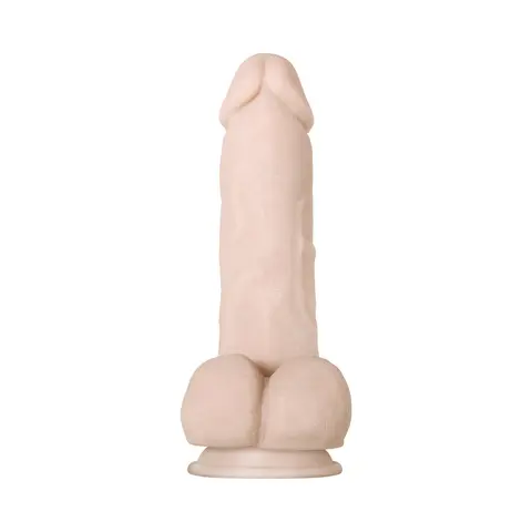 Evolved Real Supple Girthy Poseable 8.5 in. Realistic Dildo With Balls in Beige
