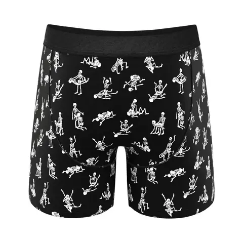 Shinesty The Bare Back Bones Glow-in-the-Dark Skeletons Ball Hammock Pouch Underwear with Fly M in Glow in the Dark