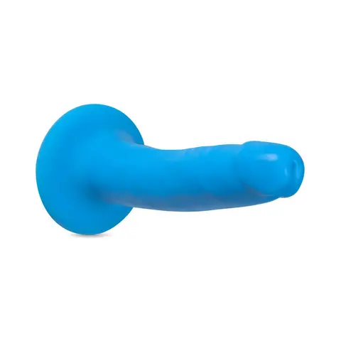 Neo Elite 6 in. Silicone Dual Density Dildo Neon in Blue