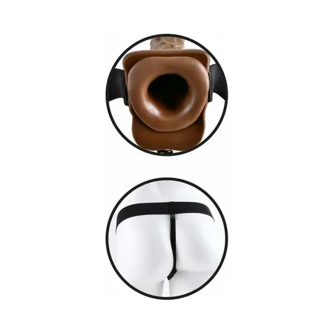 Fetish Fantasy Series 7 in. Vibrating Hollow Strap-On with Balls Brown/Black