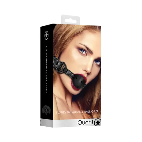 Ouch! Luxury Adjustable Breathable Ball Gag in Black