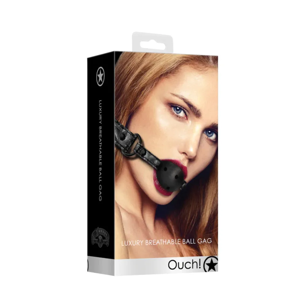 Ouch! Luxury Adjustable Breathable Ball Gag in Black
