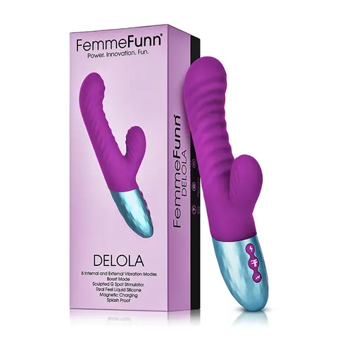 FemmeFunn Delola Rechargeable Silicone Dual Stimulation G-Spot Vibrator in Purple