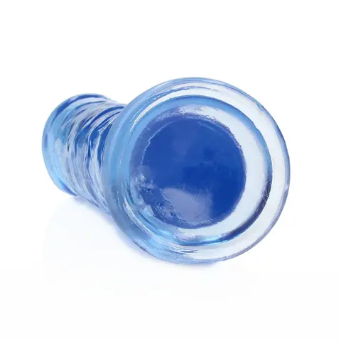 RealRock Crystal Clear Straight 7 in. Dildo Without Balls in Blue