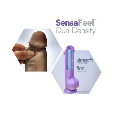 Au Naturel 8 in. Posable Dual Density Dildo with Balls Brown