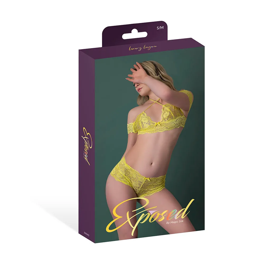 Magic Silk Daffodil Dreams Bardot Sleeve Halter Top & Boy Short Set Yellow L/XL