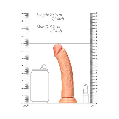 RealRock Realistic 7 in. Curved Dildo With Suction Cup in Tan