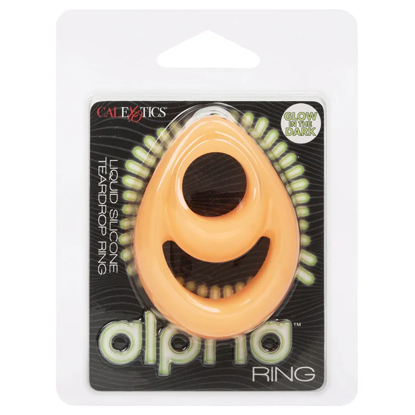 Alpha Glow-in-the-Dark Liquid Silicone Teardrop Ring