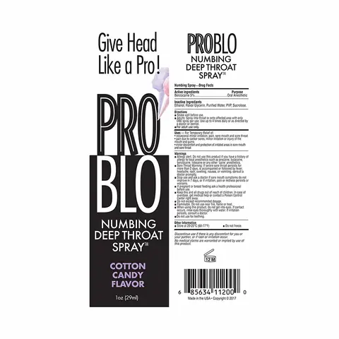 Pro Blo Numbing Deep Throat Spray Cotton Candy 1 oz.