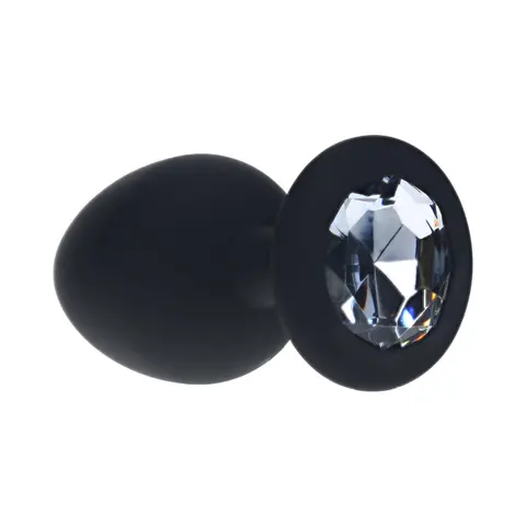 Ouch! Large Round Diamond Butt Plug 6 Jewels Black