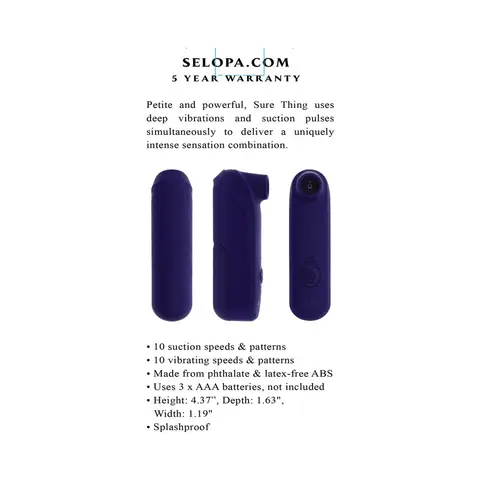 Selopa Sure Thing AAA Battery Vibrating Suction Silicone Purple