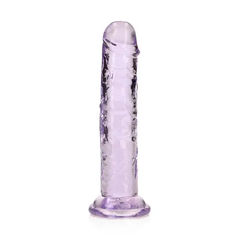 RealRock Crystal Clear Straight 6 in. Dildo Without Balls in Purple