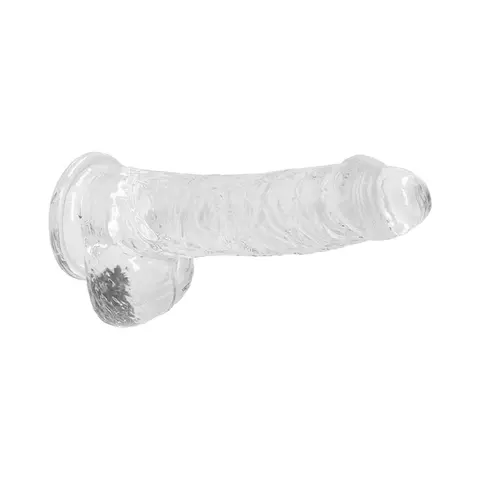 RealRock Crystal Clear Realistic 6 in. Dildo With Balls and Suction Cup in Clear