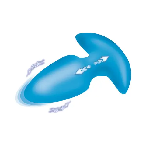 BANG! Thrusting & Vibrating Silicone Butt Plug in Blue