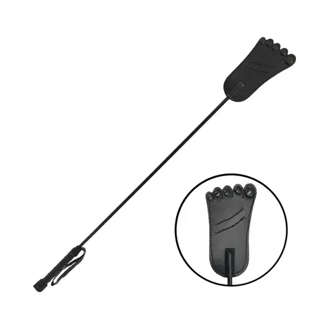 Rouge Leather Foot Riding Crop in Black