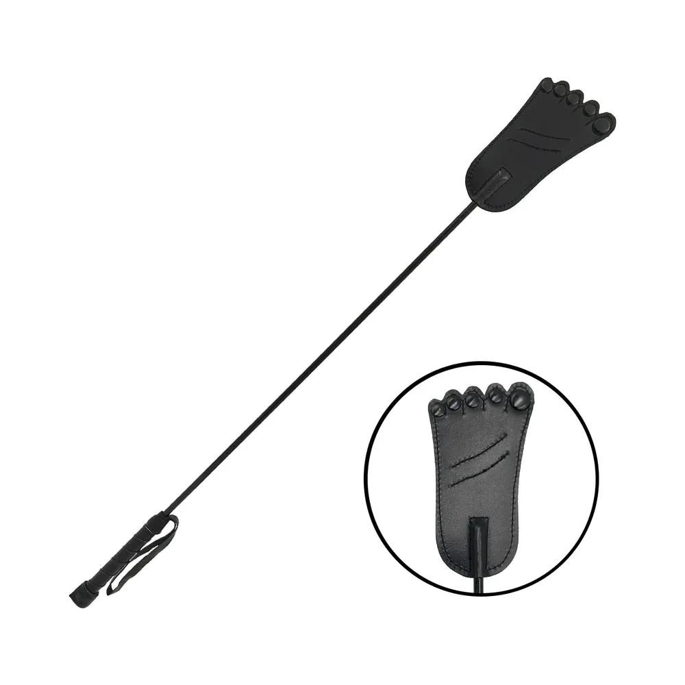 Rouge Leather Foot Riding Crop in Black